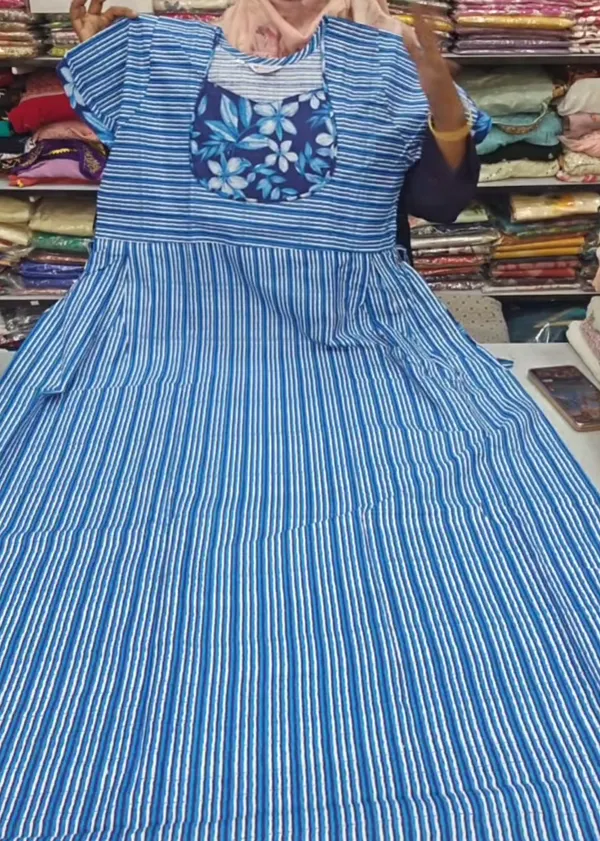 Premium Cotton Frock Style Nighty with Adjustable Rope & Side Pocket | NT3538